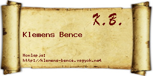 Klemens Bence névjegykártya